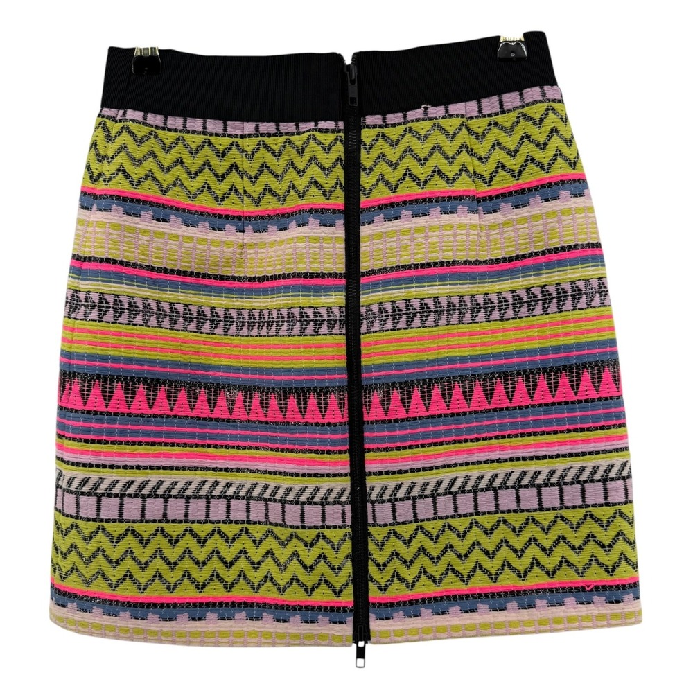 Milly Womens Size 2 Neon Geometric Striped Mini Skirt Multi Color Made in USA - Picture 2 of 6